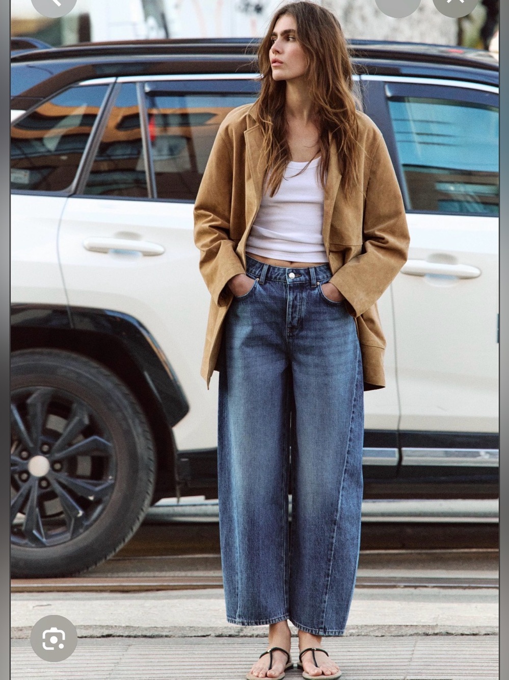 🔥🔥Zara Barrel Wide Leg High-Rise Women Jeans in Blue